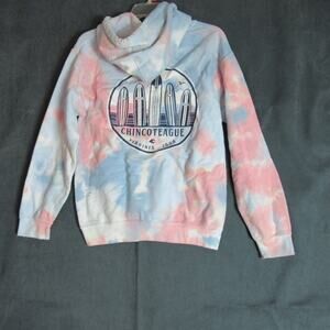 Gildan Hoodie Women Small Tie Dye Sweatshirt Chincoteague VA Grunge Poverty Chic